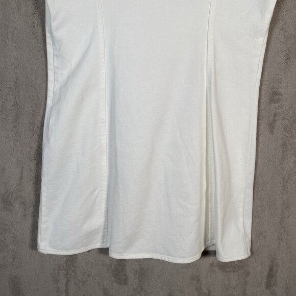 ZARA White Denim Mini Polo Dress M Preppy Minimalist Clean Girl Collared Pockets - Picture 9 of 16